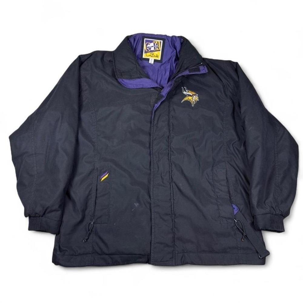 GIII Jacket Mens XL Black Purple Nylon Vintage NFL Minesota Vikings